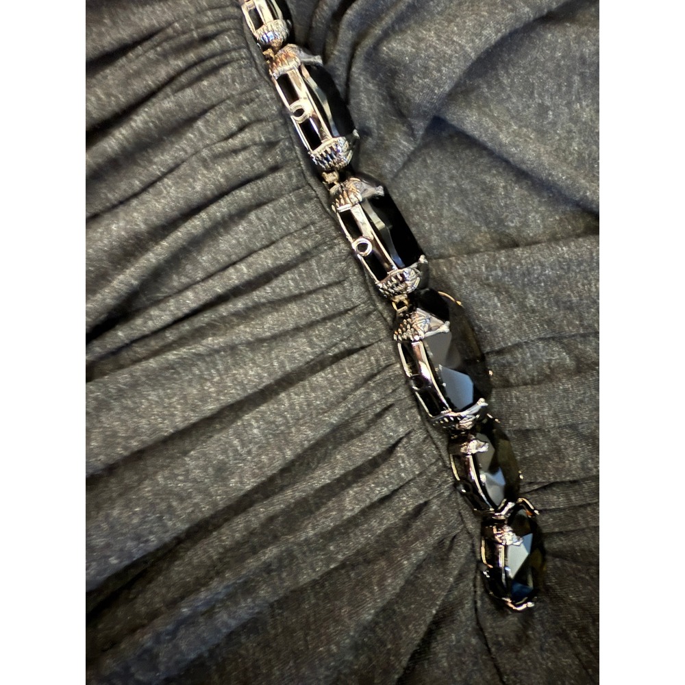 Sky‎ Brand Y2K Top Green Rhinestones Empire Waist Small Grey 2000s Rare Clubwear - Picture 3 of 14